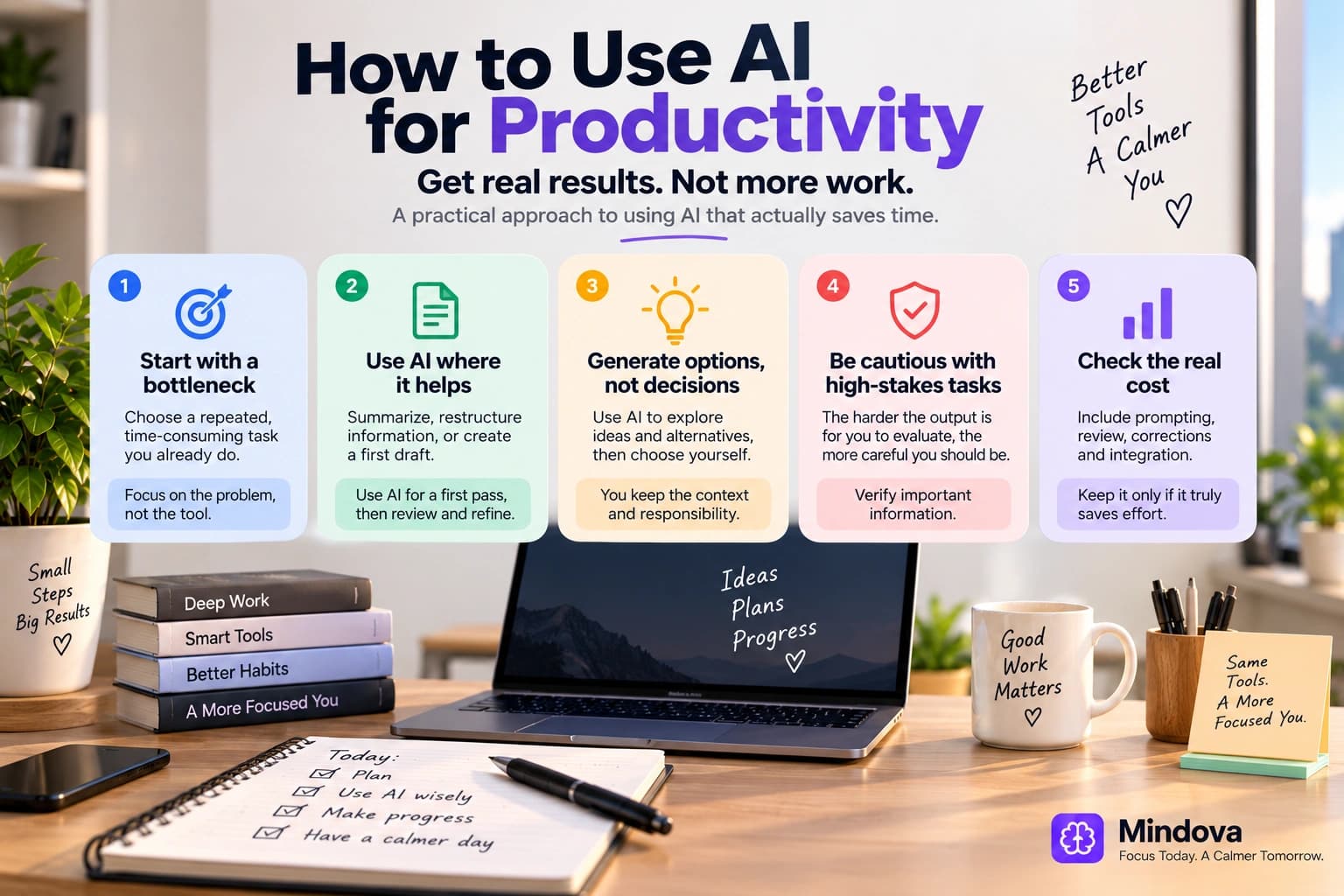 Professional using AI as part of a focused productivity workflow