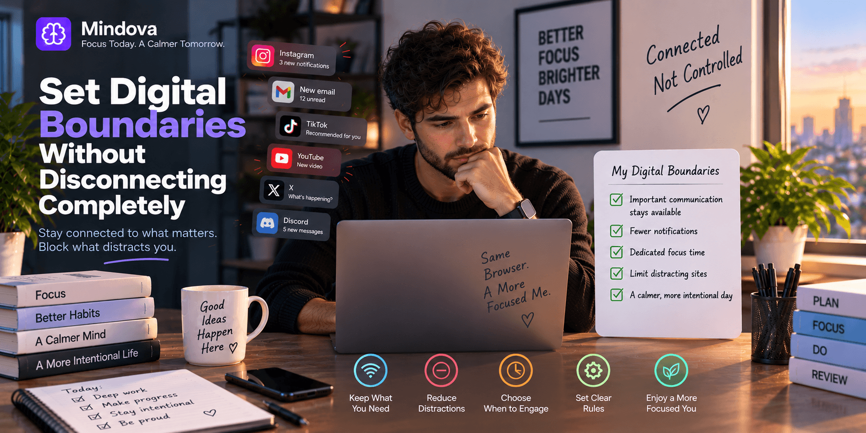 Person working online with digital boundaries that reduce unnecessary interruptions
