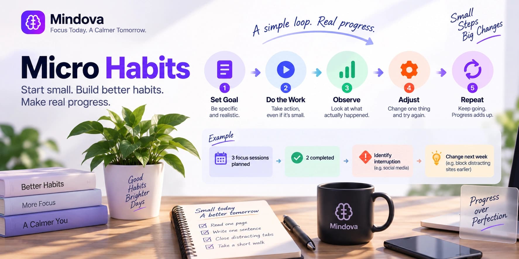 starting a small habit with one simple action at a desk