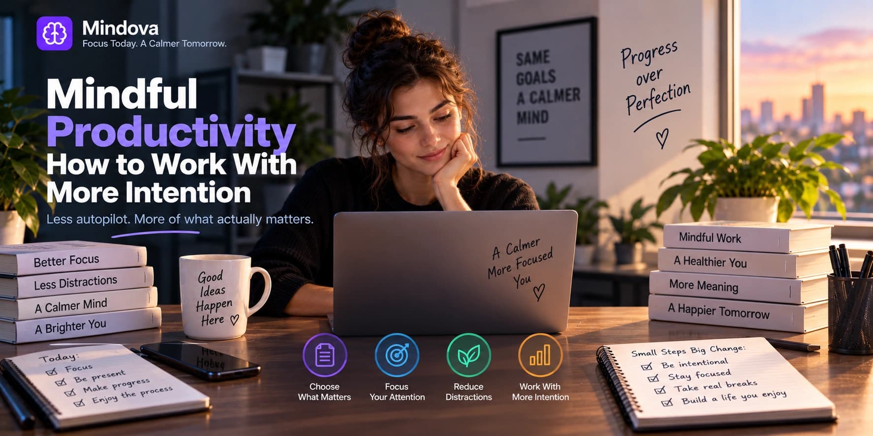 Person working intentionally on one task while reducing surrounding digital distractions